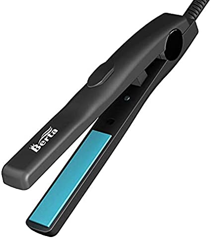 Tourmaline Mini Flat Iron for Short Hair or Bangs 1/2 inch Portable Travel Size Hair Straightener for Touch ups, Heat Up Fast, Temp 356F