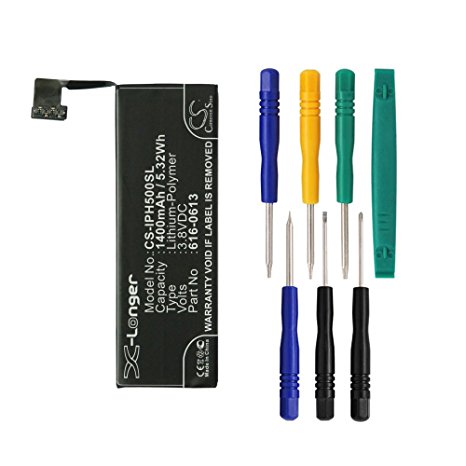 Cameron Sino 1400mAh / 5.32Wh Battery Compatible With Apple iPhone 5, MD645LL/A, MD644LL/A, iPhone 5 64GB, MD637LL/A, iPhone 5 32GB, and others( 7/pcs Toolskits Included)