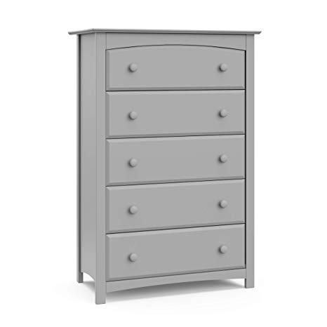 Storkcraft Kenton 5 Drawer Universal Dresser, Pebble Gray, Kids Bedroom Dresser with 5 Drawers, Wood and Composite Construction, Ideal for Nursery Toddlers Room Kids Room