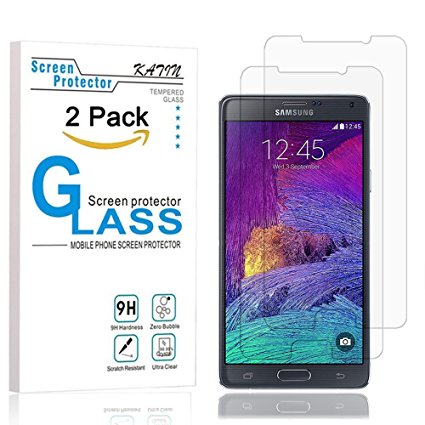 Galaxy Note 4 Screen Protector ,KATIN [2-Pack] Samsung Galaxy Note 4 Premium 9H Tempered Glass 2.5D Round Edge , 3D Touch Compatible with Lifetime Replacement Warranty