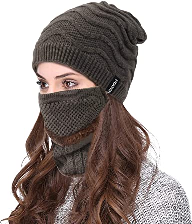 VBIGER 3 PCS Winter Beanie Hats Scarf Set Knit Hats Skull Cap Neck Warmer Scarf for Women Men