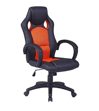 BELLEZZA© Gaming Racing Style Swivel Chair, Black and Orange