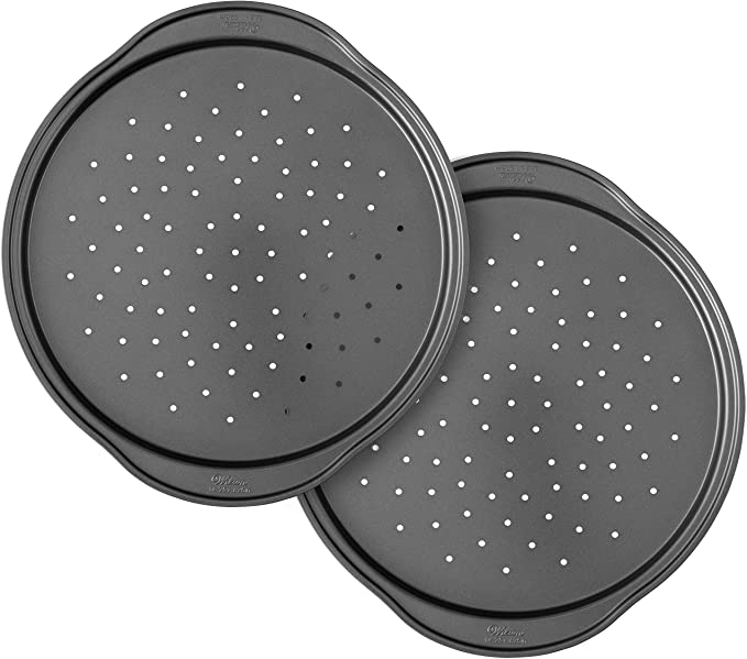 Wilton Perfect Results Non-Stick 14-Inch Pizza Crisper Pans with Holes, Set of 2