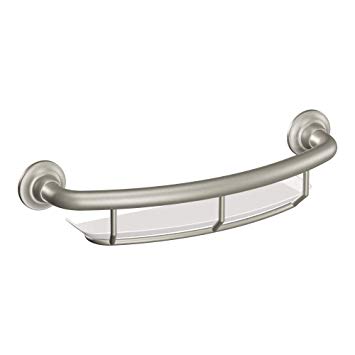 Moeai|#Moen R2356DBN BR &Nameinternal Home Care 16 inch Grab bar with Shelf, Brushed Nickel,