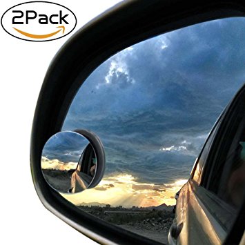 2pcs Car Blind Spot Side Convex Mirror 50mm 2inch Rearview 360 Wide Angle Adjustable Round Stick Rimless