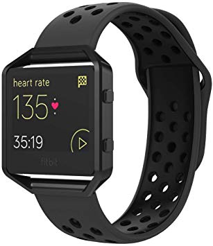 UMTELE Compatible for Fitbit Blaze Bands, Sport Silicone Replacement Strap with Rose Gold/Gunmetal Frame Replacement with Fitbit Blaze Smart Fitness Watch Men Women