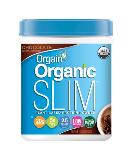 Orgain Organic Slim Plant Based Protein Powder, Chocolate, 1.02 Pound