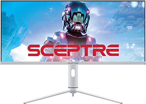 Sceptre IPS 34" White UltraWide Monitor 3440 x 1440p HDR400 1ms up to 144Hz 95% DCI-P3 PIP PBP DisplayPort HDMI USB-C Height Adjustable (E345B-QUN168W)