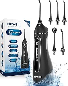 Nicwell Water Dental Flosser Teeth Pick - Cordless Portable 4 Modes Rechargeable Flossers Oral Irrigator IPX7 Waterproof Travel Gum Floss Cleaner Deep Cleaning Flossing Picks for Home Daily Shower