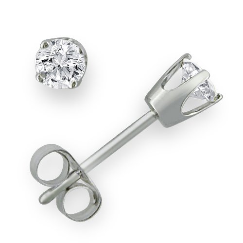 1/3ct tw Round Diamond Stud Earrings in 14K White Gold ( IGI Certified)