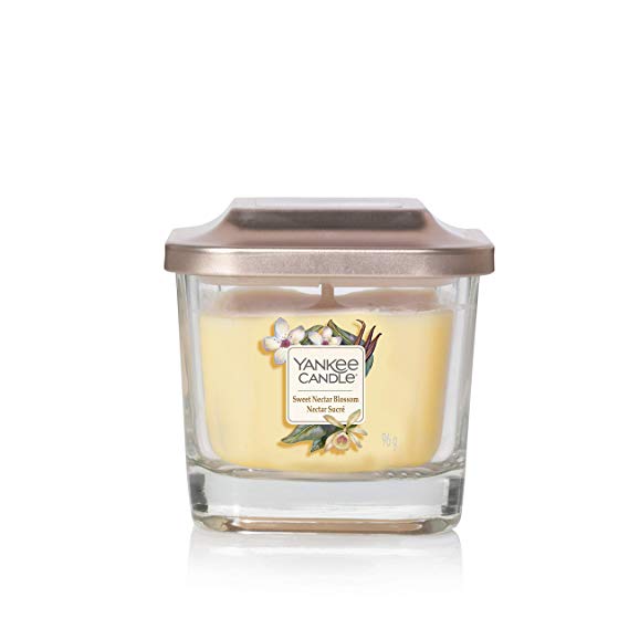 Yankee Candle Elevation Collection with Platform Lid Small 1-Wick Square Candle, Sweet Nectar Blossom