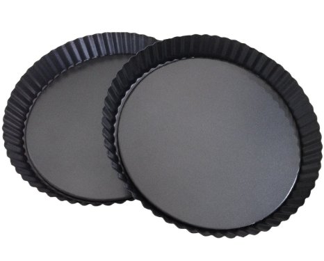 Attmu Non-Stick 8 Inches Removable Loose Bottom Quiche Pan Tart Pie Pan Round Tart Quiche Pan with Removable Base Set of 2