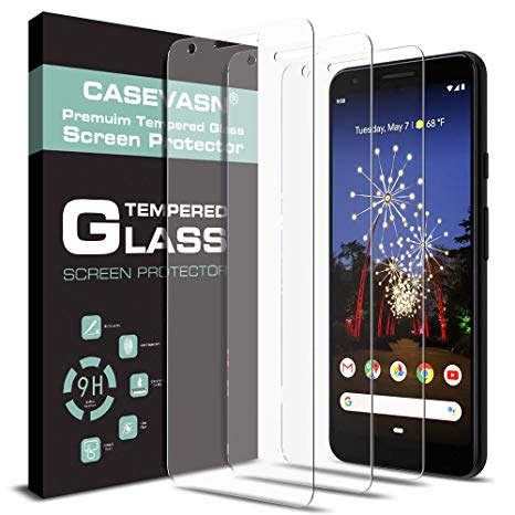 [3-Pack] CASEVASN for Google Pixel 3a Screen Protector [Tempered Glass] [Case Friendly] 9H Hardness with Lifetime Replacement Warranty