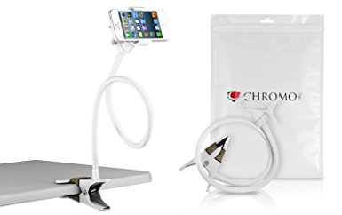 Chromo Inc FlexHold 27" White Gooseneck Clamp Holder for iPhone, Galaxy, Android and any other Phone. Great for Bedroom, Kitchen, Office, Bathroom and more