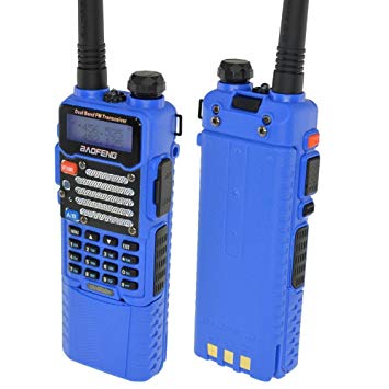 Baofeng Radio US Blue UV-5R V2  w/ 3800mah Extended Battery Dual-Band 145-148/420-450 MHz FM Ham Two-way Radio, Improved Stronger Case, Enhanced Features (UV5RV2BLUE3800)