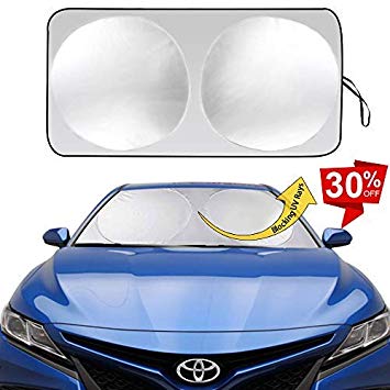 Auto Rover Car Windshield Sun Shade - Blocks UV Rays Sun Visor Protector, Sunshade to Keep Your Vehicle Cool and Damage Free, Easy to Use, Fits Windshields of Various Sizes