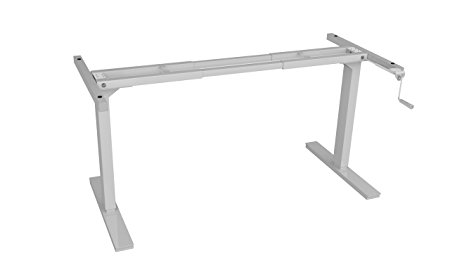 Ergo Elements Adjustable Height Standing Desk with Manual Hand Crank Base, White