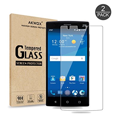 (Pack of 2) ZTE ZMax 2 Glass Screen Protector, Akwox [0.3mm 2.5D High Definition 9H ] Tempered Glass Screen Protector Film for ZTE ZMax2/Z958/Z955L with Lifetime Replacement Warranty