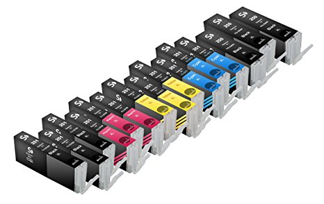 Sherman Inks and Toner Cartridges 15 Pack Compatible PGI-250, CLI-251 Ink Cartridge 3 Big Black, 3 Small Black, 3 Cyan, 3 Magen