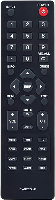 Beyution DX-RC02A-12 Replacement Remote Control Fit for Dynex TV DX-26L100A13 DX-32L100A13 DX-37L130A11 DX-19L200A12 DX-32L150A11 DX-37L150A11 DX-40L150A11 DX-46L150A11 DX-55L150A11 DX-32L152A11