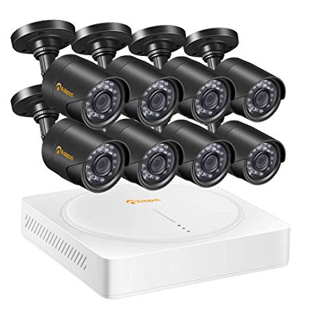 Anlapus 8-Channel HD-TVI 720P Surveillance DVR Recorder and (8) 1.0MP Outdoor Indoor Waterproof CCTV Dome Cameras with Motion Detection and Night Vision