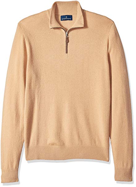 BUTTONED DOWN Men's 100% Premium Cashmere Quarter-Zip Sweater