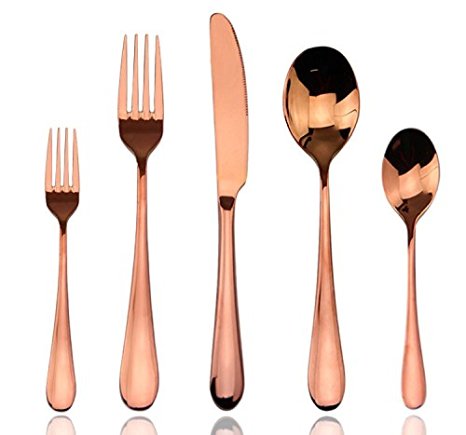 Aoo Rose Gold Flatware Set 20-piece Stainless Steel Dinnerware, Service for 4