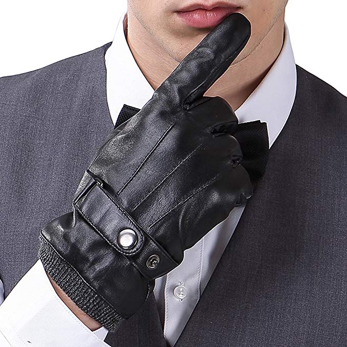 Harrms Best Luxury Touchscreen Italian Nappa Leather Gloves for men's Texting Driving