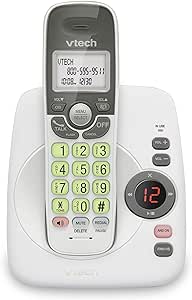 [New] VTech VG134 DECT 6.0 Cordless Home Phone with Bluetooth Connection, Digital Answering Machine, Backlit Display,Full Duplex Speakerphone, Caller ID/Call Waiting,1000 ft Range (White/Grey)