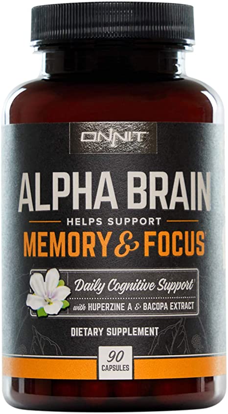 ONNIT Alpha Brain (90ct) - Over 1 Million Bottles Sold - Premium Nootropic Brain Supplement - Focus, Concentration & Memory - Alpha GPC, L Theanine & Bacopa Monnieri