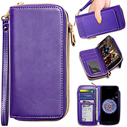 Google Pixel 3 XL Case, ELV Wallet Case [Stand Feature] Protective PU Leather Detachable 2in1 Folio Purse Credit Card Flip Case with Card Slots and Magnetic Closure for Google Pixel 3 XL (Purple)