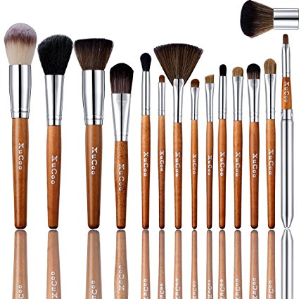 15 Pcs Professional Makeup Brushes Set Foundation Contour Blending Eyeshadow Concealer brush Blush Brush Leather Case