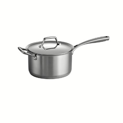 Tramontina Gourmet Prima 1810 Stainless Steel Tri-Ply Base Covered Sauce Pan 4-Quart Silver