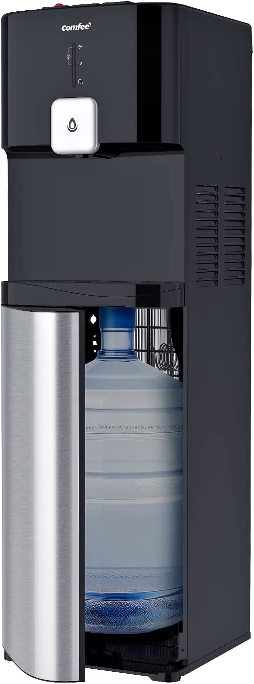 Comfee Bottom Loading Water Dispenser Express Cooling Water Cooler with Cold, Hot & Room 3-Temps, O-Zone Self-Cleaning, Anti-Microbial Coating, Stainless Steel, Holds 3 to 5 Gallon Bottles