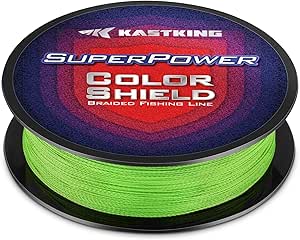 KastKing Superpower ColorShield Braided Fishing Line - Colorfast Braided Line, 100% Solution Dyed UHMWPE Fiber, Smooth & Strong Superline, Near Zero Stretch, Sensitive, High Abrasion Resistance