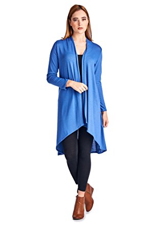 82 Days Women'S Hacci Open Front Stylish Long Cardigan - Solid