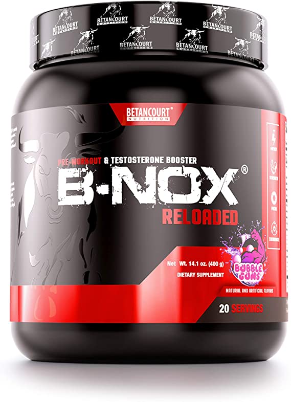 Betancourt Nutrition B-NOX Reloaded Pre-Workout and Testosterone Enhancer, Bubble Guns, 14.1 Ounce - 20 Servings