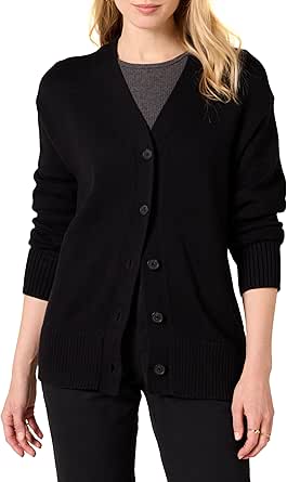 Amazon Essentials Women's V-Neck Midweight Relaxed-Fit Cardigan Sweater