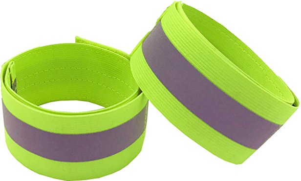 HiVisible Reflective Bands for Wrist, Arm, Ankle, Leg. Bicycle Pants Cuff, Clip. Running Safety Reflector Tape Straps