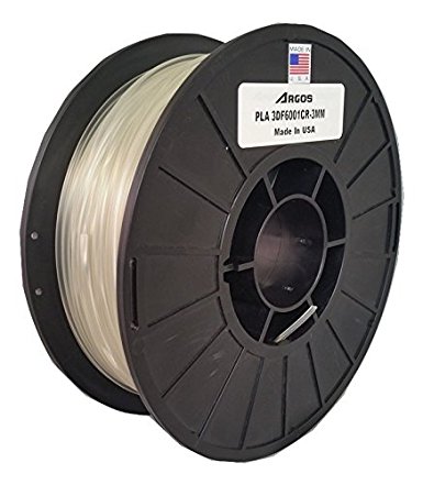 Argos 3mm PLA (Clear)(Natural) MADE IN THE USA : 3D Printer Filament - 1kg (2.2lbs) Spool - Dimensional Accuracy:  /- 0.05mm