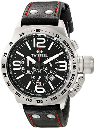 TW Steel Men's TW78 Canteen Black Leather Chronograph Dial Watch
