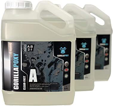 GORILLA-CLEAR-FAST - CLEAR - EPOXY RESIN - Non-Toxic - Ultra Super Gloss Coating - Casting River Tables - 3 GALLON KITS (11.34 LITERS)