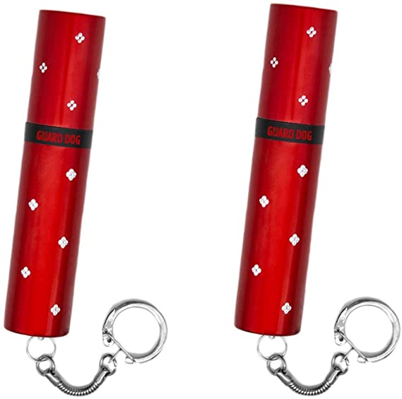 Guard Dog Security Elektra Lipstick Stun Gun for Women, Maximum Voltage - Police Strength, 100 Lumen Flashlight. Keychain. Rechargeable. Wall Charger Included (2-Pack Red)