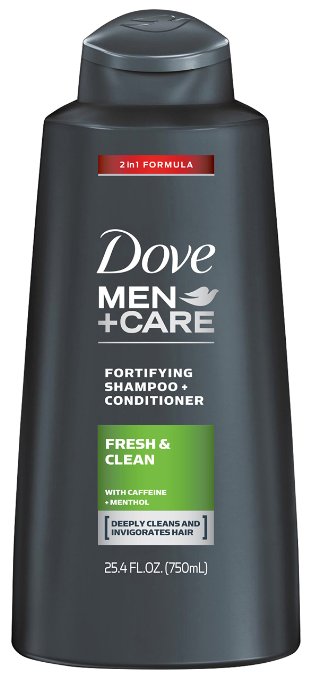 Dove Men Care 2 in 1 Shampoo, Fresh and Clean 25.4 oz (Pack of 4)