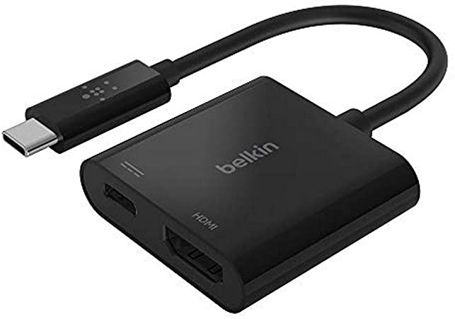 Belkin USB-C to HDMI Adapter   Charge (Supports 4K UHD Video, Passthrough Power up to 60W for Connected Devices) MacBook Pro HDMI Adapter (AVC002btBK)