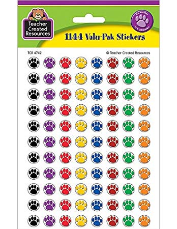 Teacher Created Resources Colorful Paw Prints Mini Stickers Value Pack (4742)