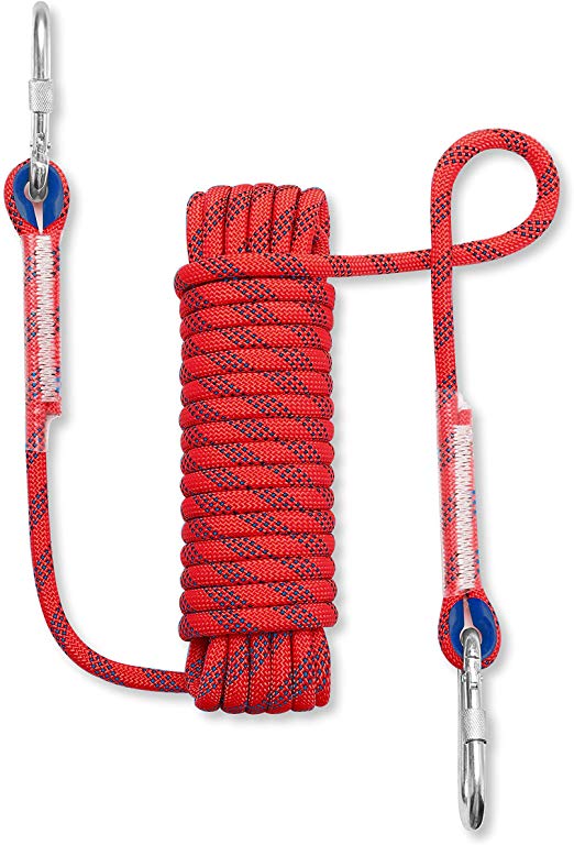 NIECOR 12 MM Outdoor Static Rock Climbing Rope,High Strength Accessory Fire Escape Safety Rappelling Rope 32ft,49ft,64ft,98ft