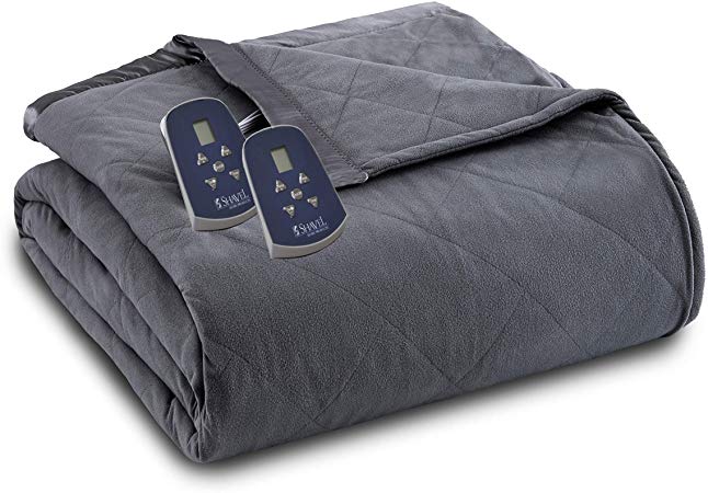 Shavel Home Products Thermee Micro Flannel Electric Blanket, Gray Flannel, King