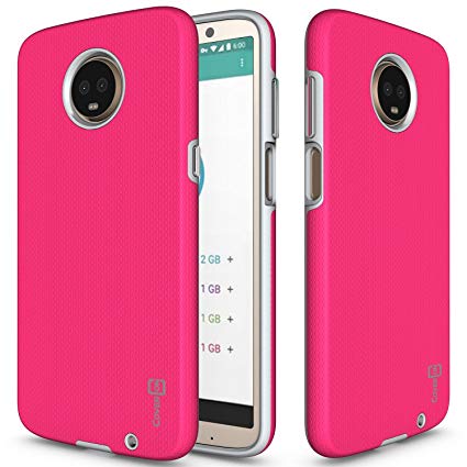 CoverON [Rugged Series] for Moto Z3 Case, Moto Z3 Play Case, Tough Protective Shock Absorbing Phone Cover with Easy-Press Metal Buttons for Motorola Moto Z3 / Moto Z3 Play - Hot Pink