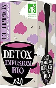 CLIPPER - Infusion Bio Détox - Saveur Fruits Rouges - 20 Sachets d'Infusion Bio - 1 paquet